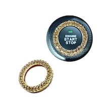 Kristal Taşlı Start Stop Düğme Halkası Altın