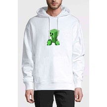 Minecraft Creepers Gonna Creep Baskılı Beyaz Erkek Sweatshirt (531024918)