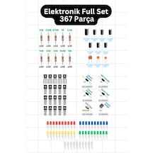 Elektronik Full Set - 367 Parça - Direnç, Kondansatör, Transistör, Diyot Ve Led Seti