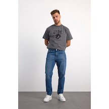 76101-73607 Erkek Slim Taper Slim Leg Denim Pantolon 76101-73607 Buz Mavisi