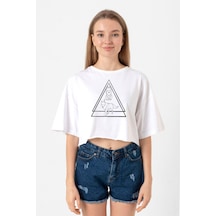 Princess Mononoke Wolves Beyaz Kadın Crop Tshirt Beyaz