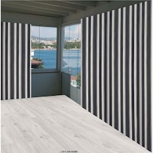 Gencer Home Balkon Perdesi Bağcıklı Ölçü Seçenekli Gri Beyaz 001