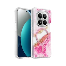 Onegif Xiaomi Redmi Note 15 Pro Plus 5g Lotus Simli Magsafe Kapak - Pembe