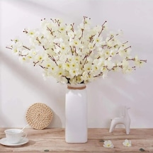 Yapay Çiçek Bahardalı Japon Kiraz Çiçeği 7 Dallı 57cm Beyaz Yeşil