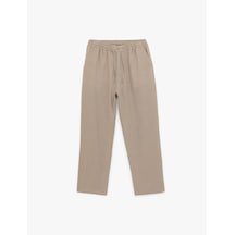Koton Beli Bağcıklı Düğmeli Keten Pantolon Vizon 5sam40193hw
