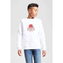 Tshirthane Red Velvet Logo Baskılı Unisex Çocuk Beyaz Sweatshirt