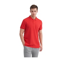 Cazador Erkek Polo Yaka Slim Fit Düz Pamuklu Tişört 4613 Kırmızı