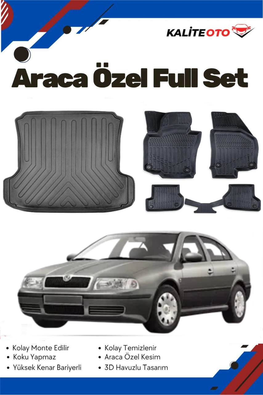 Skoda Octavia 1999 Model Yumuşak Paspas+bagaj Havuzu Seti
