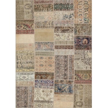 El Yapımı Keten Patchwork Halı 160x230 Cm - 6289