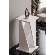 Yan Sehpa Modern Zigon Sehpa Dekoratif Çok Amaçlı Sehpa Vizyon 6035 Beyaz Çok Renkli