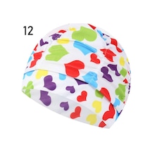 Baskılı Spor Aksesuarları Elastik Naylon Türban Uzun Saç Koruma Havuz Banyo Şapkaları Yüzme Kap 12 Çok Renkli