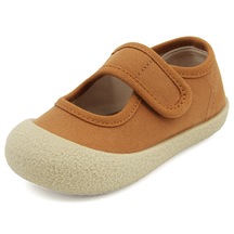 Yazlık Kız Çocuk Cırtlı Kanvas Ayakkabı-kahverengi