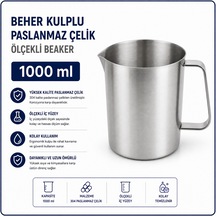 Beher Kulplu Paslanmaz Çelik 1000 Ml - Ölçekli Beaker