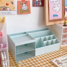 Ganzhoushop Masaüstü Saklama Kutusu Çoklu Izgara Tasarım Sevimli Güzel Masaüstü Düzenleyici Saklama Kutusu Kırtasiye Kalemler İçin