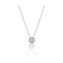 Gümüş Rose Nano Turkuaz Ve Zirkon Taşlı Pırlanta Montür Kolye Barcode Gümüş - Rose Gold