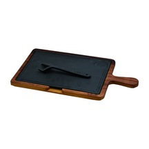 Lava Döküm Ölçü 22x33 CM Ahşap ve Döküm Demir Hot Plate Servis Tahtası