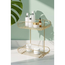 Gold 2 Katlı Metal Sabunluk & Şampuanlık Banyo Köşeliği Altın