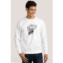 Ghost Rider Baskılı Beyaz Erkek Örme Sweatshirt (528469062)