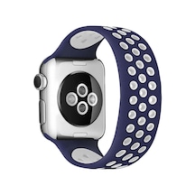 Watch 38mm Ayarlı Delikli Silikon Kordon - Lacivert-beyaz