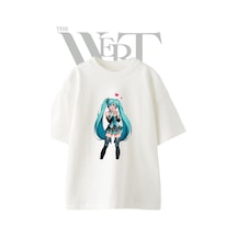 Thewert Hatsune Miku 13 Tasarım Baskılı Ünisex Beyaz Oversize T-shirt