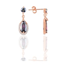 Gümüş Rose Mistik Taşlı Damla Küpe N11.48076