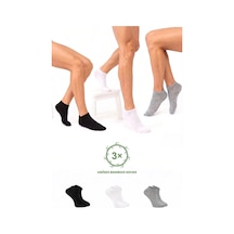 Saysez Sezline Bambu Patik Düz Basic Unisex Çorap Ekonomik 3'lü Paket Karışık Renk