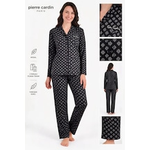 Pierre Cardin Gömlek Yaka Modal Kadın Pijama Takımı Siyah