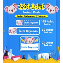 Sevimli Koala Temalı Okul Kreş Kişiye Özel İsim Etiket Seti - Model 159 Çok Renkli