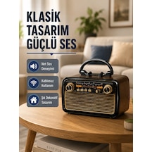 Mey İthalat Ahşap Dokulu Bluetooth Müzik Kutusu - Vintage Led Tasarımıyla Modern Ses Deneyimi Renkli