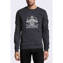 American Moto Costum Vintage Baskılı Füme Erkek Örme Sweatshirt