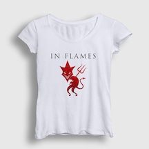 Presmono Kadın Devil In Flames T-shirt Beyaz