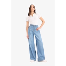 DeFacto Wide Leg Yüksek Bel Geniş Paça Uzun Yumuşak Jean Pantolon E1679AX25SMNM85