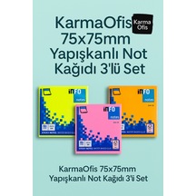 75x75mm Yapışkanlı Not Kağıdı 3 Lü Set Fosforlu Sarı, Pembe, Turuncu