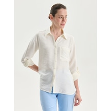 Lcwaıkıkı Classic Ekru Regular Fit Kadın Gömlek