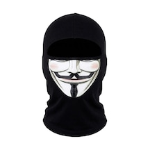 Womanandkids Wak Unisex Anonymous Baskılı Balaklava 1 Adet Tek Beden Viskoz Kask İçi Motosiklet Maskesi Siyah