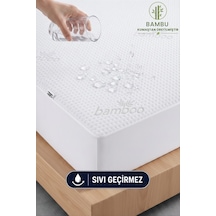 Bambu Kumaş Premium Sıvı Geçirmez Fitted Alez Doğal Bambu Lüks Yatak Koruyucu Sessiz Alez Beyaz