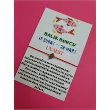 Gümüştel El Sanatları Sertifikalı Balık Burcu Unakit Doğal Taşlı Ip Burç Bilekliği Çok Renkli