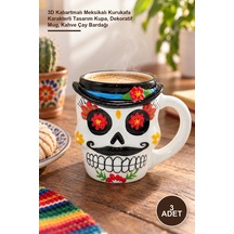 3 Adet Kupa Bardak 3d Kabartmalı Meksikalı Kurukafa Karakterli Tasarım Kupa, Dekoratif Mug, Kahve Çay Bardağı