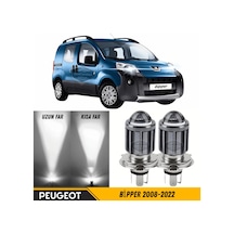 Peugeot Bipper 2008-2022 Uyumlu Mercekli Far Ampulü Led Xenon Beyaz Renk Far Şimşek Etkili Csp Led Lamba Uzun Kısa 2 Adet Takım