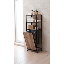 Uykula 3 Raflı Metal Banyo Düzenleyici Kirli Sepetli Çok Amaçlı Organizer Siyah