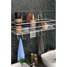 Risingmaber Metal Beyaz Yapışkanlı Banyo Düzenleyici Raf, Şampuanlık Duş Rafı Ve Organizer Mt119b Diğer