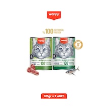 2li Tahılsız Kedi %100 Gerçek Et Proteinli Kuzulu & Ton Balıklı Konserve 2adet 375 Gr