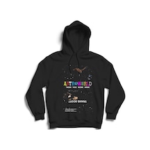 Unisex Siyah Astroworld Travis Scott Baskılı Kapüşonlu Sweatshirt Siyah