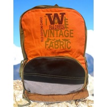 Kaliteli Tek Bölmeli Vintage Disayn Günlük Gezi Spor Okul Sırt Çantası Patchwork Komor 29x42cm Turuncu