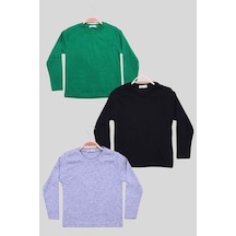 Fyk Kids 3'lü Düz Basic Unisex Uzun Kol Sweatshirt Çok Renkli