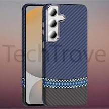 Samsung Uyumlu Galaxy S24 Fe Kılıf Magsafe Şarj Özellikli Karbon Fiber Görünümlü Yüksek Kalite Kapak