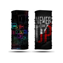 Dair Never Give Up Desenli 2'li Set Boyunluk Bandana Outdoor Balaklava Yüz Maskesi Kafa Bandı