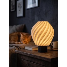 Designobee Lalezar Mermer Görünümlü Lamba- Modern Masa Ve Gece Lambası Ambiyans Lambası, Dekoratif Led Abajur,