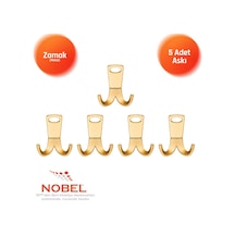 Seylan Askı, Metal Vestiyer Askısı, Altin, Duvar Ve Dolap Askılığı 5'li Set Vidalı Altın