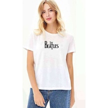 The Beatles Baskılı Beyaz Kadın Tshirt (534654846)